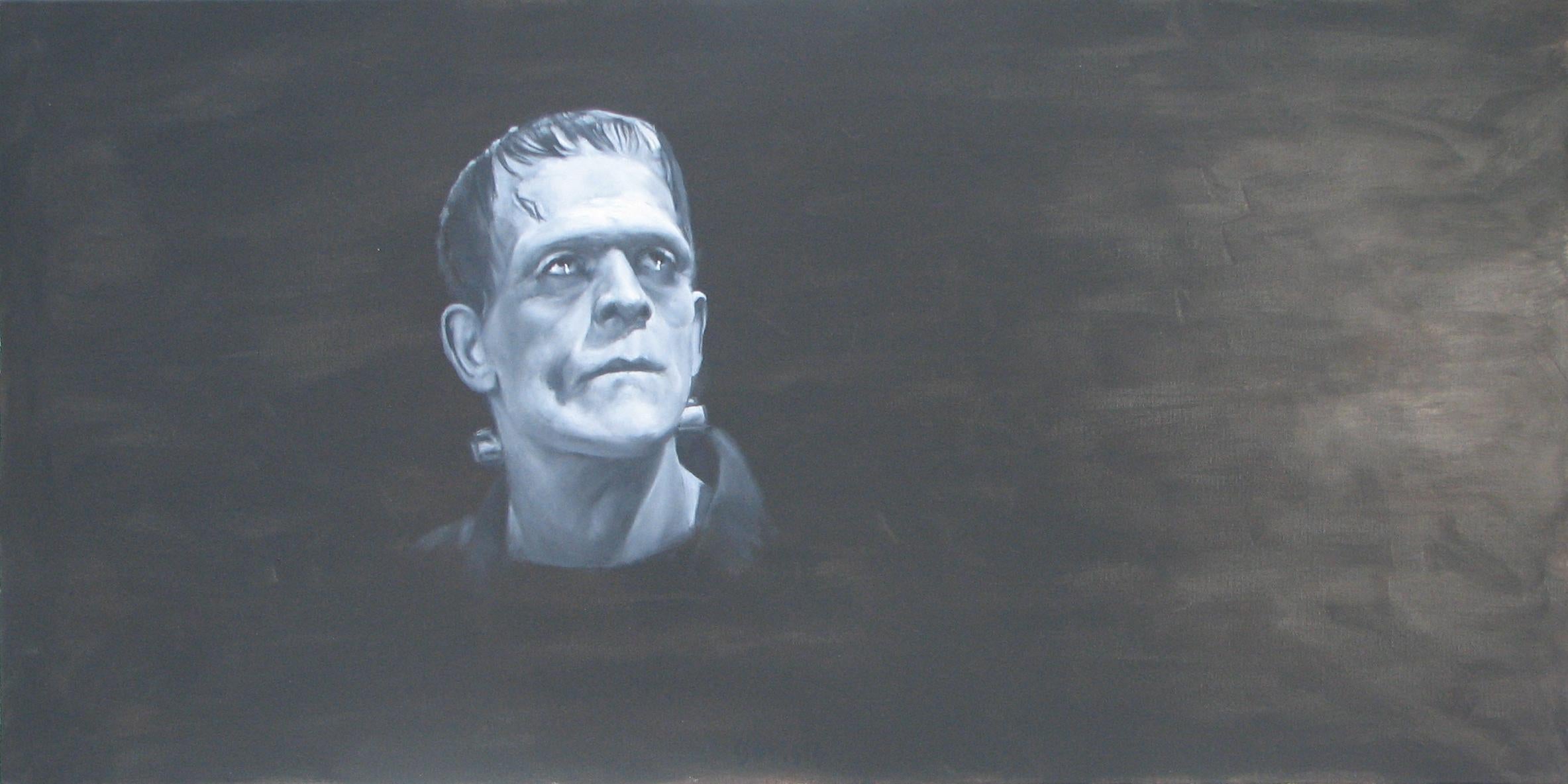 Portrait Painting di Tomasz Bielak - Il primo raggio del sole  - (Frankenstein) Pittura ad olio figurativa contemporanea