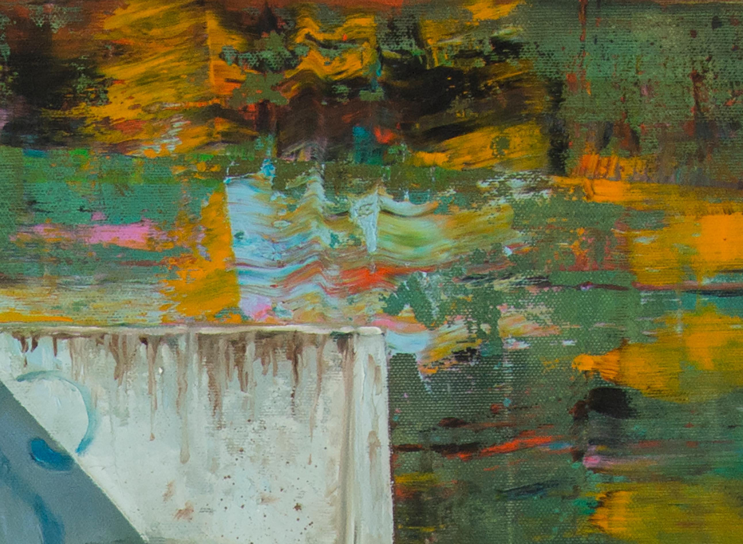 Amarillo - Naranja Alcantarillado pluvial -  Pintura al óleo figurativa contemporánea - Painting Contemporáneo de Tomasz Bielak
