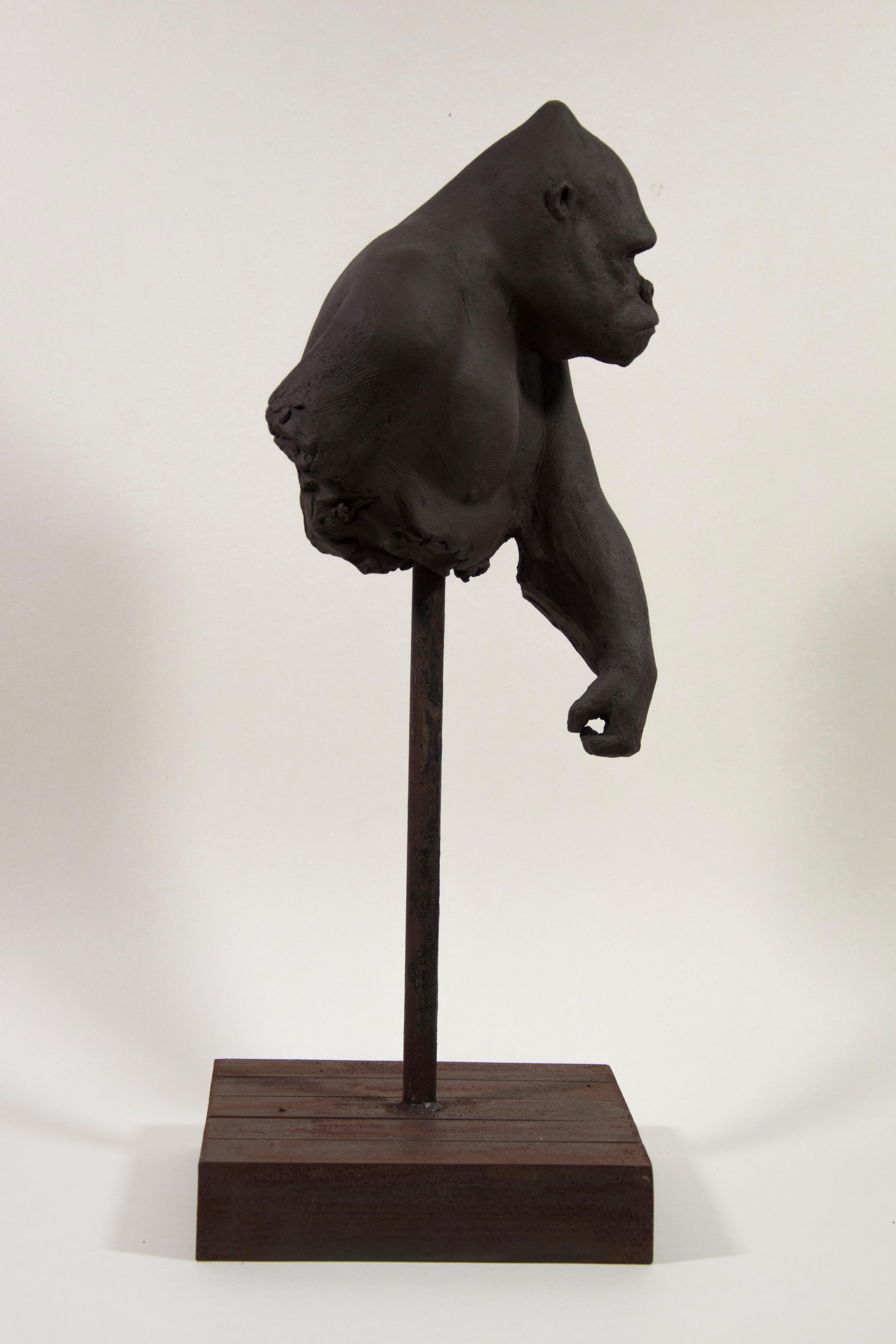 Tomasz Bielak Nude Sculpture - Mountain Gorilla - Contemporary Unique Handmade Ceramics Sculpture, Portrait