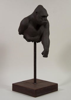 Mountain Gorilla - Contemporary Unique Handmade Ceramics Sculpture, Portrait