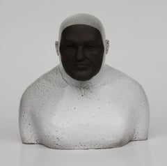 White Swimmer - Contemporary Handmade Glazed Ceramics Sculpture , Man Portrait