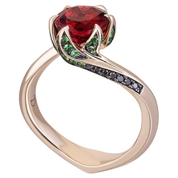 For Sale:  Tomasz Donocik 18 Karat Rose Gold Rubellite Lily Pad Engagement Ring 3