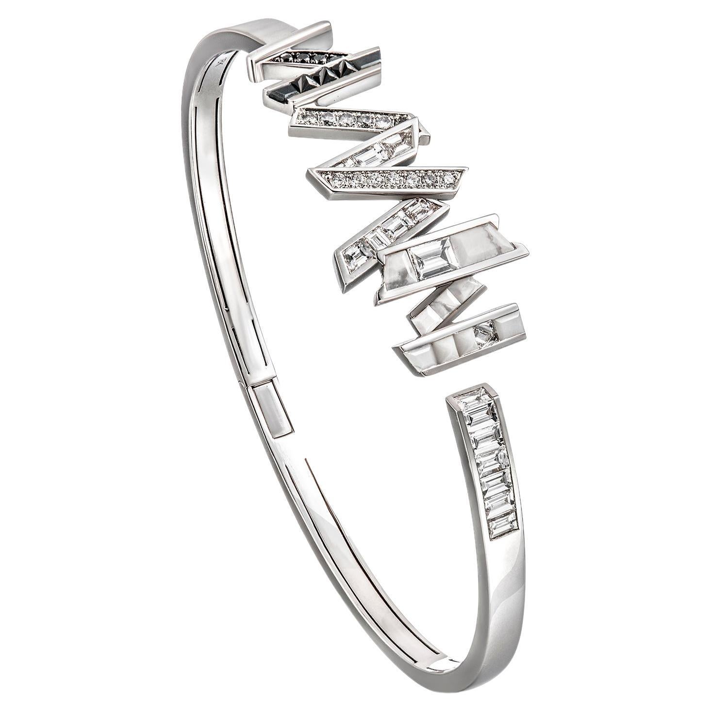 Tomasz Donocik 18 Karat White Gold and Diamond Bangle, Stellar Collection