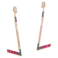 Tomasz Donocik Boucles d'oreilles convertibles en or rose 18 carats - Collection Stellar