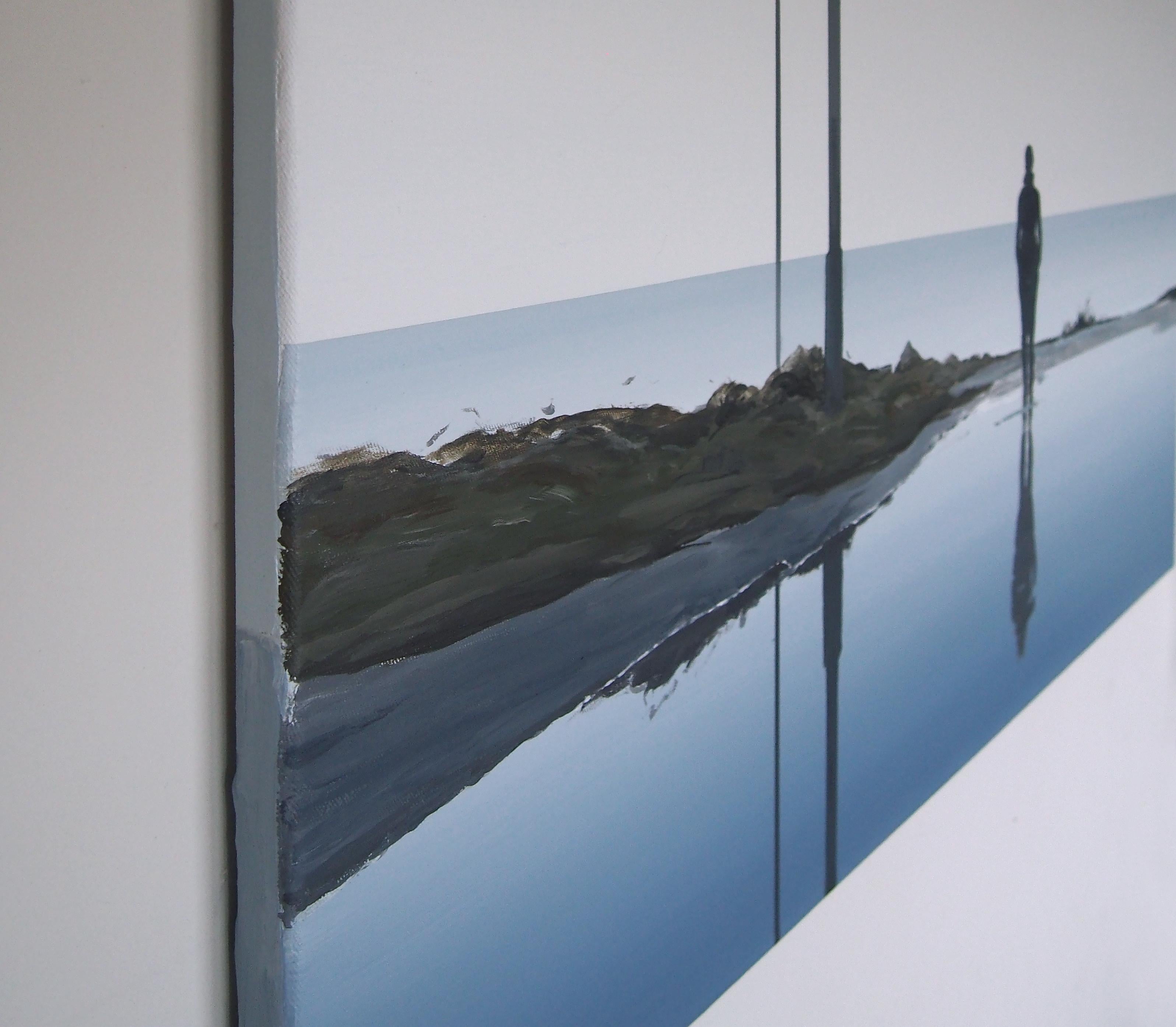 L'infini -  Peinture de paysage figurative moderne, minimaliste, paysage de mer, vue de plage - Contemporain Painting par Tomasz Kołodziejczyk