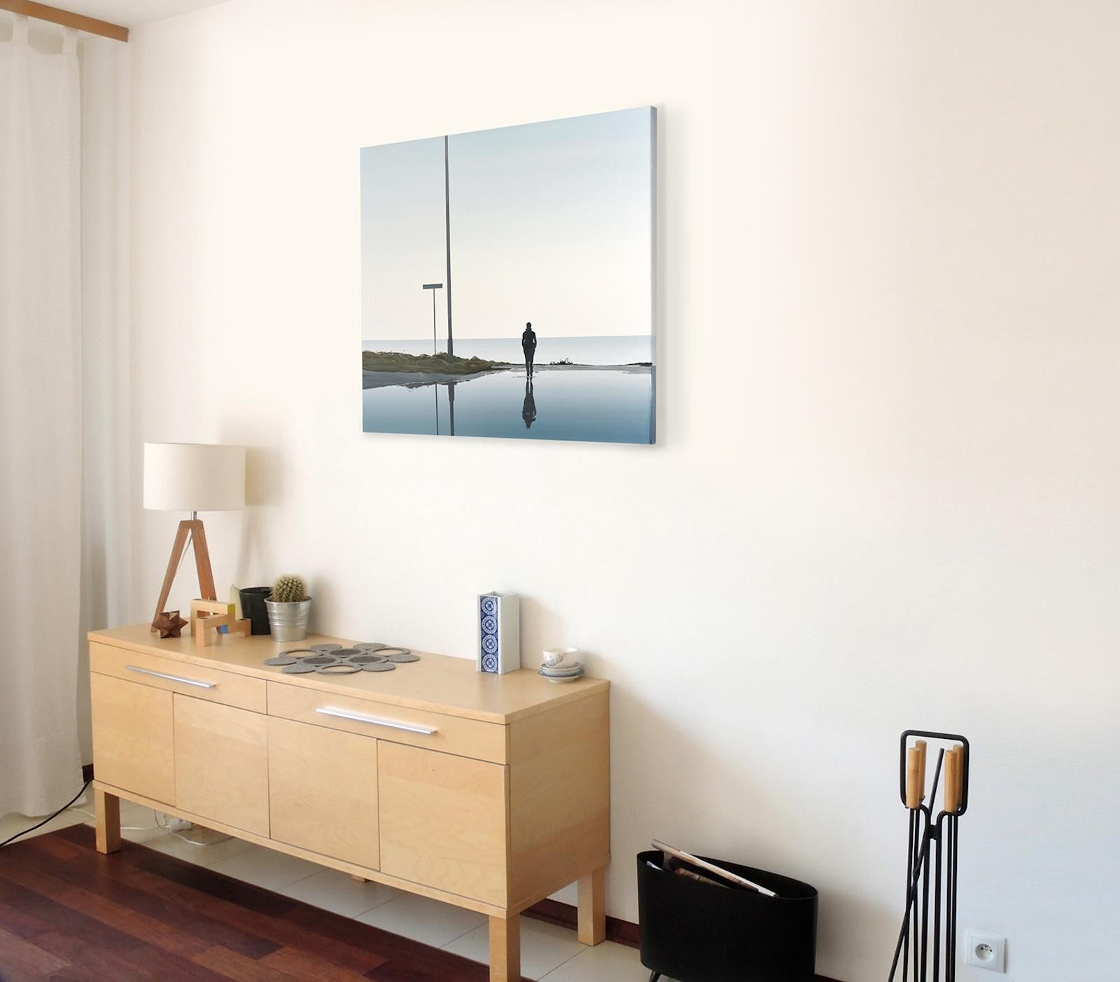 Infinity -  Modern Figurative Landscape Painting, Minimalistic, Sea, Beach View For Sale 3