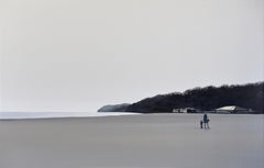 The Beach, Modern Figurative Landscape Painting, Minimalistic, Sea, Beach View