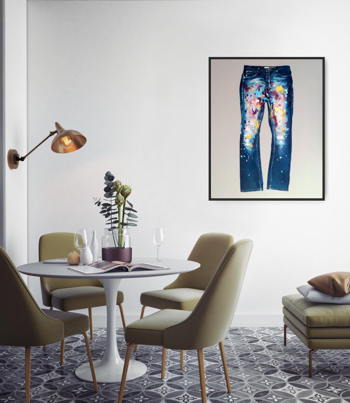 Trousers - XXIe siècle, peinture à l'huile figurative contemporaine, minimaliste en vente 3