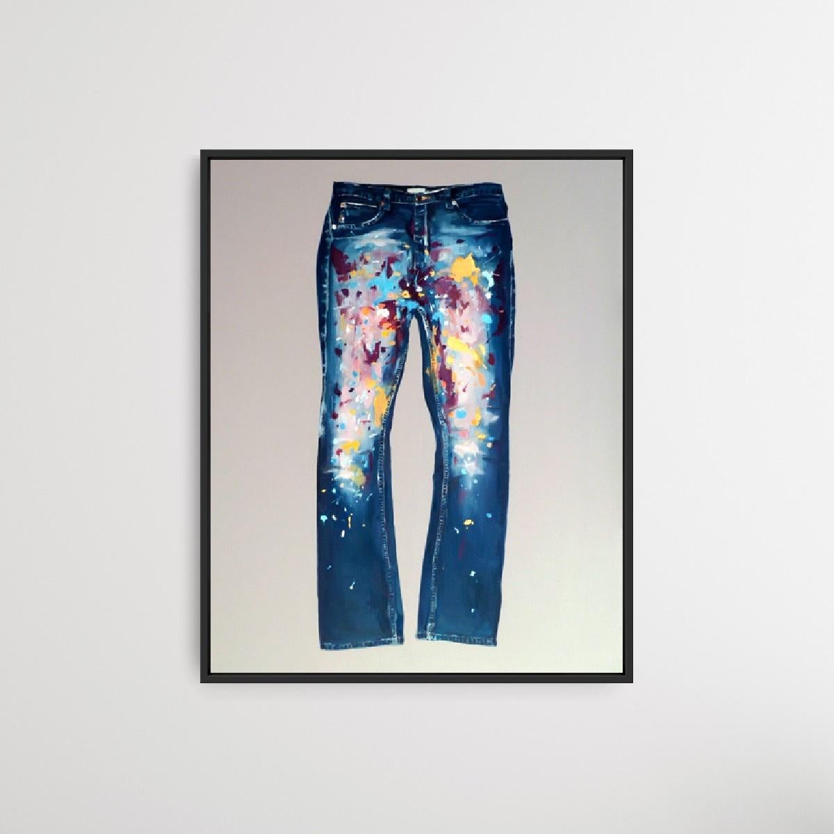 Trousers - XXIe siècle, peinture à l'huile figurative contemporaine, minimaliste en vente 4