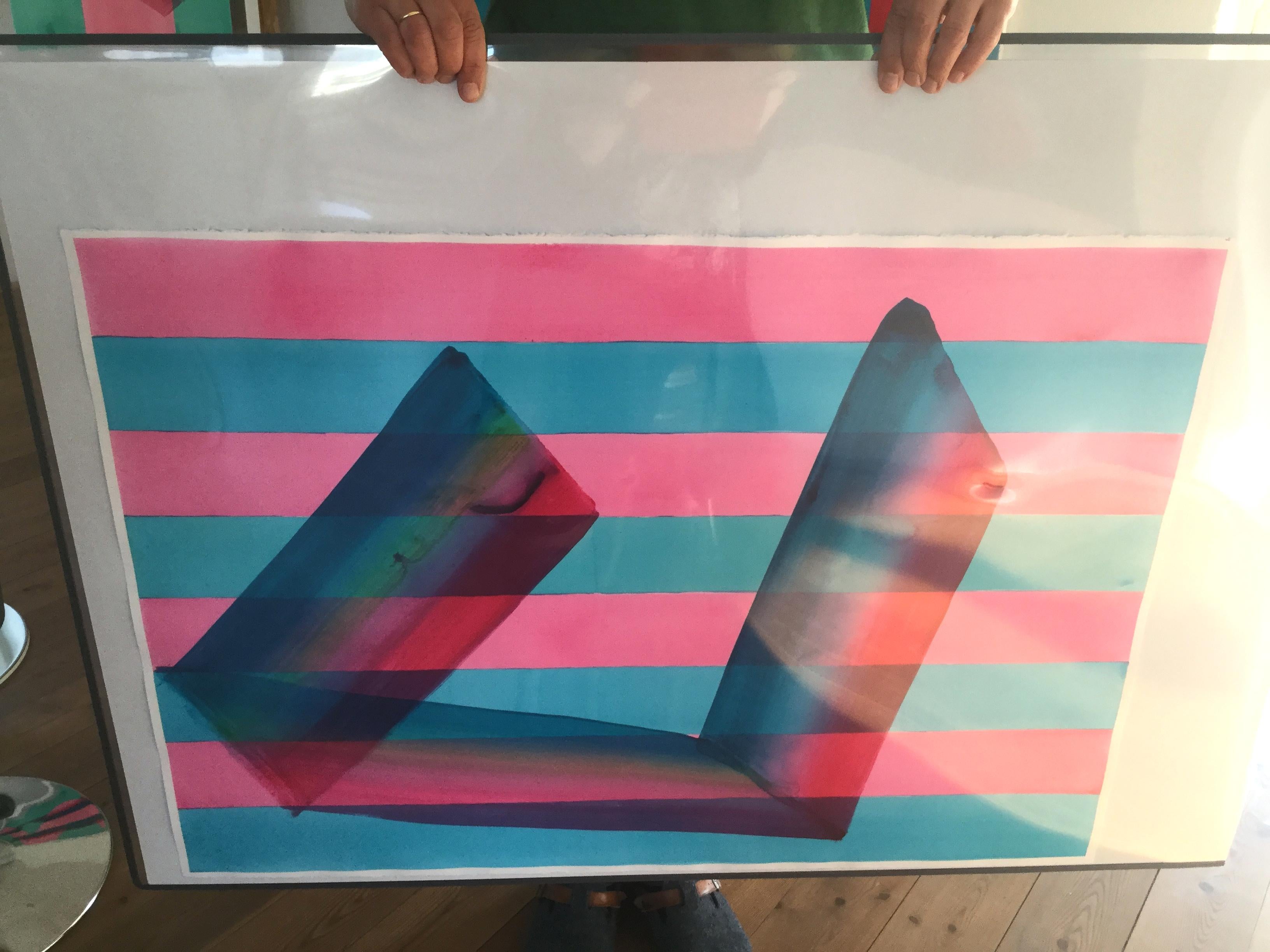 Untitled 02 -  Series 2019, Contemporary Abstract Painting, Textile Lightness - Blue Abstract Drawing by Tomasz Prymon