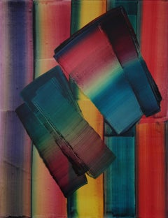 Sans titre 24 - Peinture contemporaine abstraite et colorée:: légèreté du textile