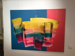 Ohne Titel 27 -  Zeitgenössisches abstraktes und farbenfrohes Gemälde, Textilleichtigkeit