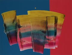 Sans titre 27 -  Peinture abstraite et colorée contemporaine, légèreté des textiles