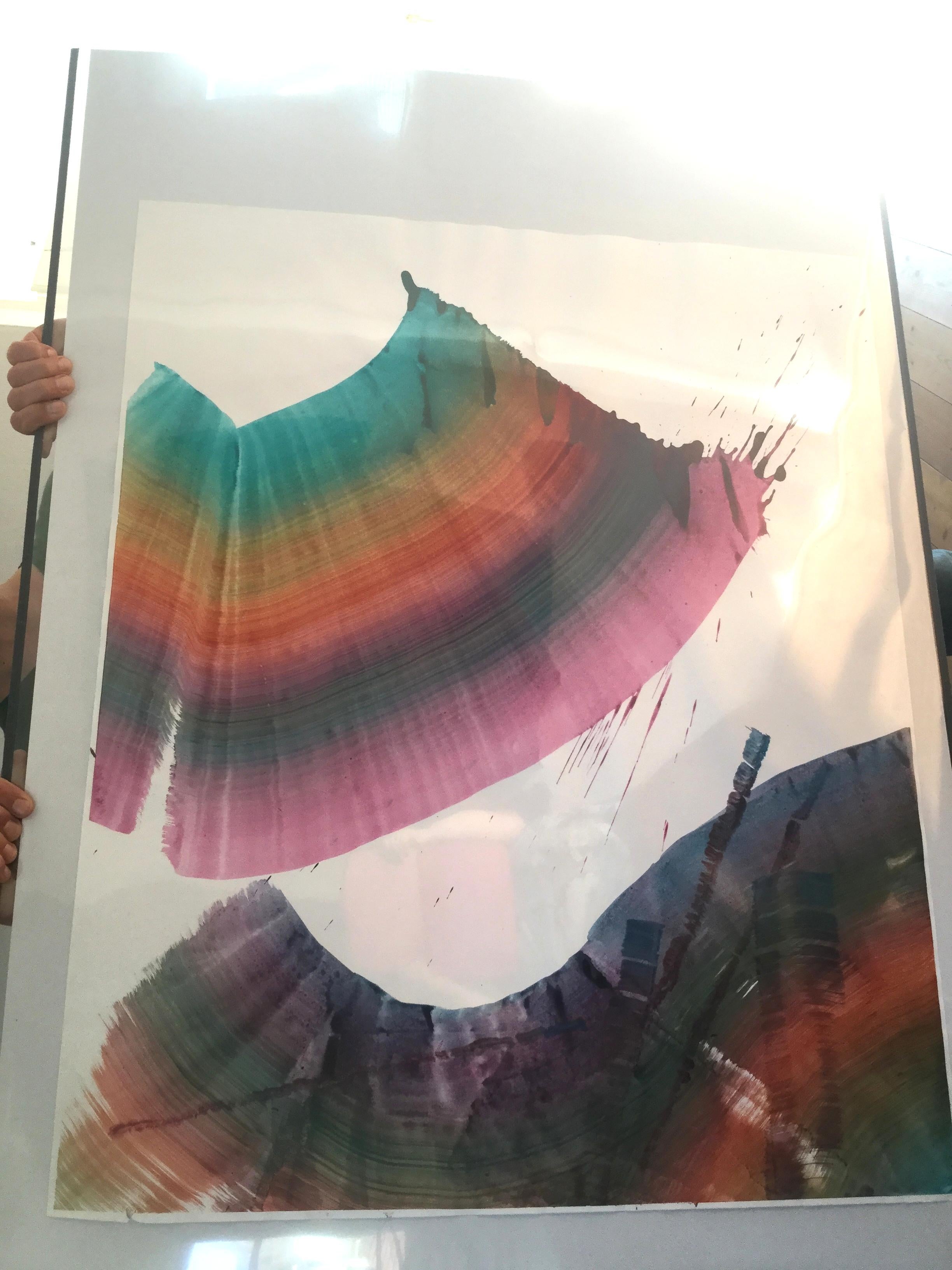 Senza titolo 3 - Pittura astratta contemporanea, leggerezza tessile, colori vivaci - Painting di Tomasz Prymon