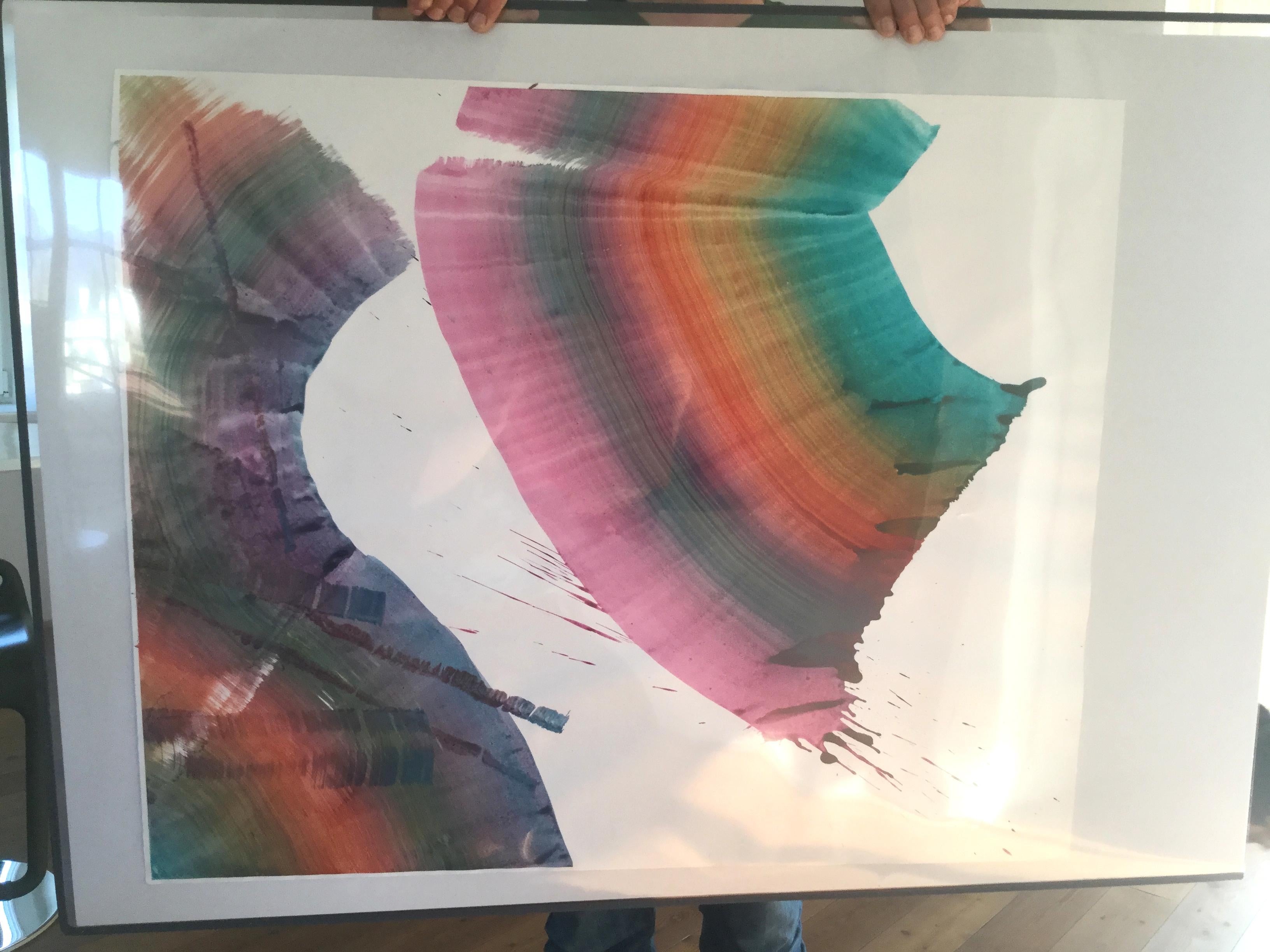 Senza titolo 3 - Pittura astratta contemporanea, leggerezza tessile, colori vivaci - Painting Contemporaneo di Tomasz Prymon
