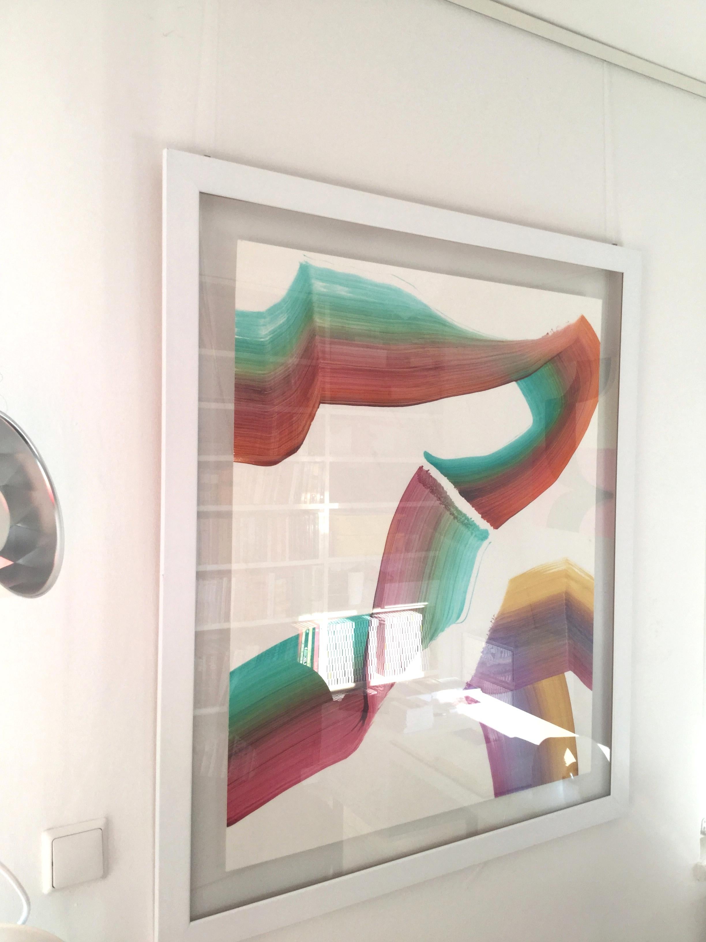 Untitled 5 - Contemporary Abstract Painting, Textile Lightness, Lively Colors im Angebot 1