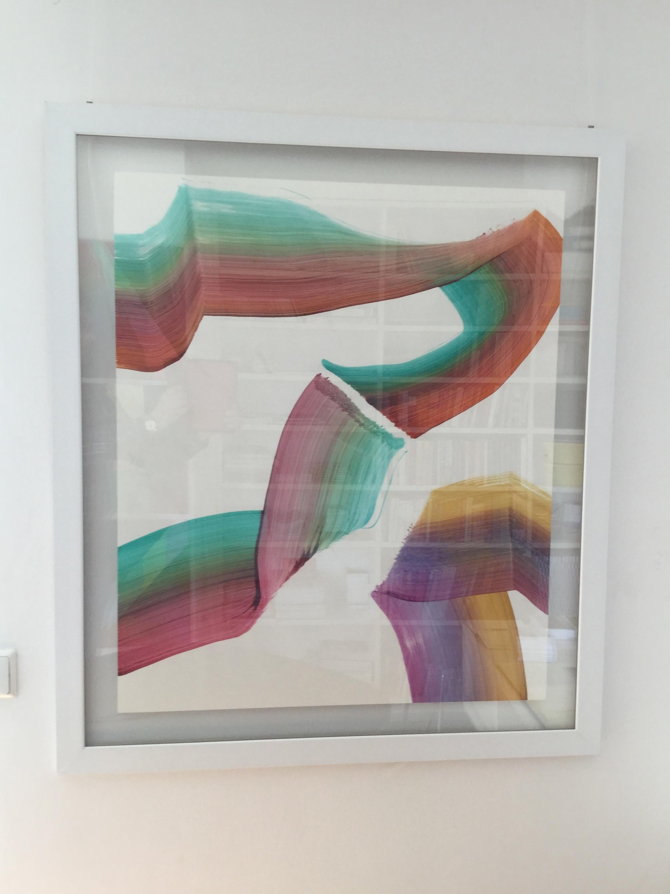 Untitled 5 - Contemporary Abstract Painting, Textile Lightness, Lively Colors im Angebot 2