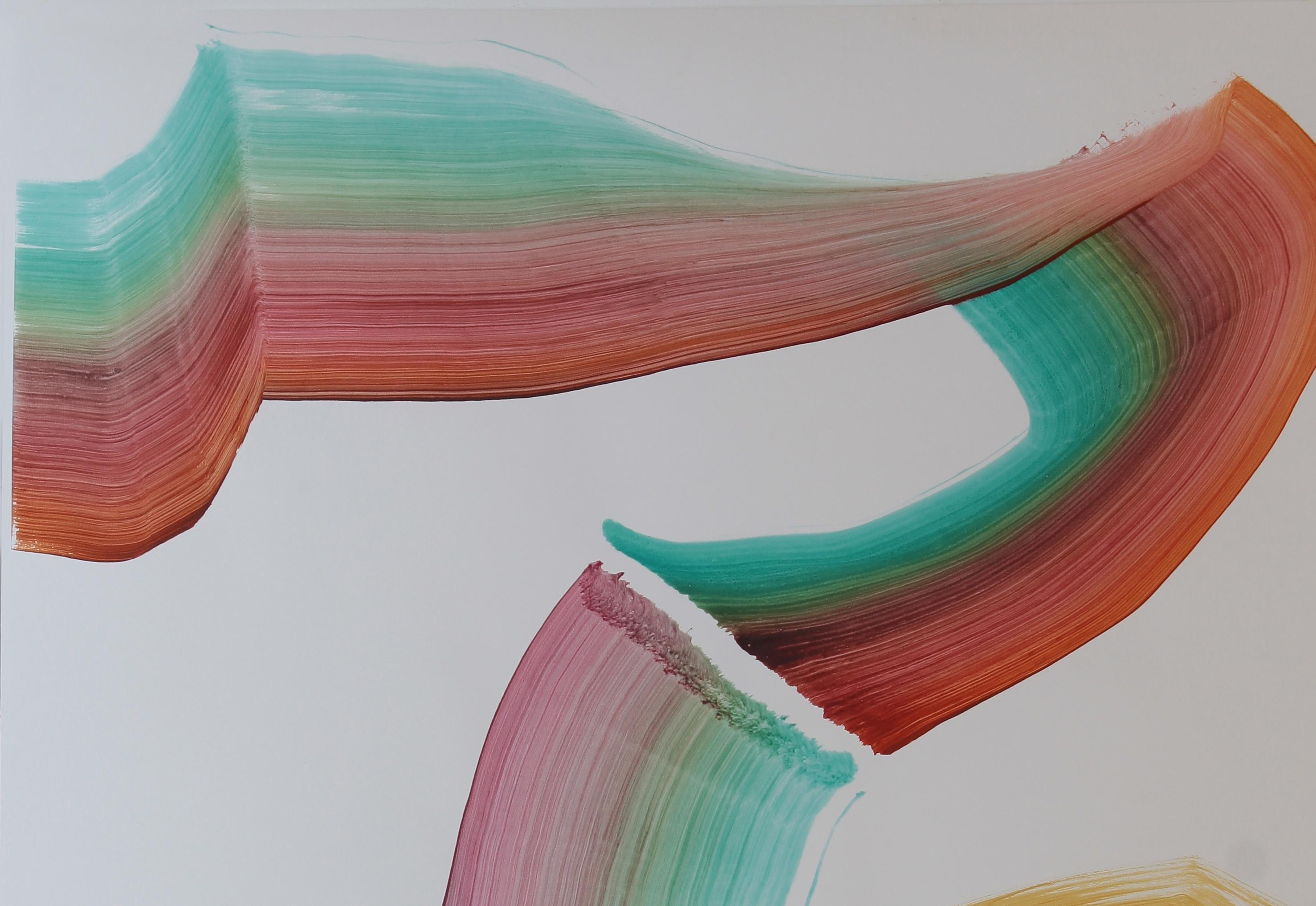 Untitled 5 - Contemporary Abstract Painting, Textile Lightness, Lively Colors im Angebot 3