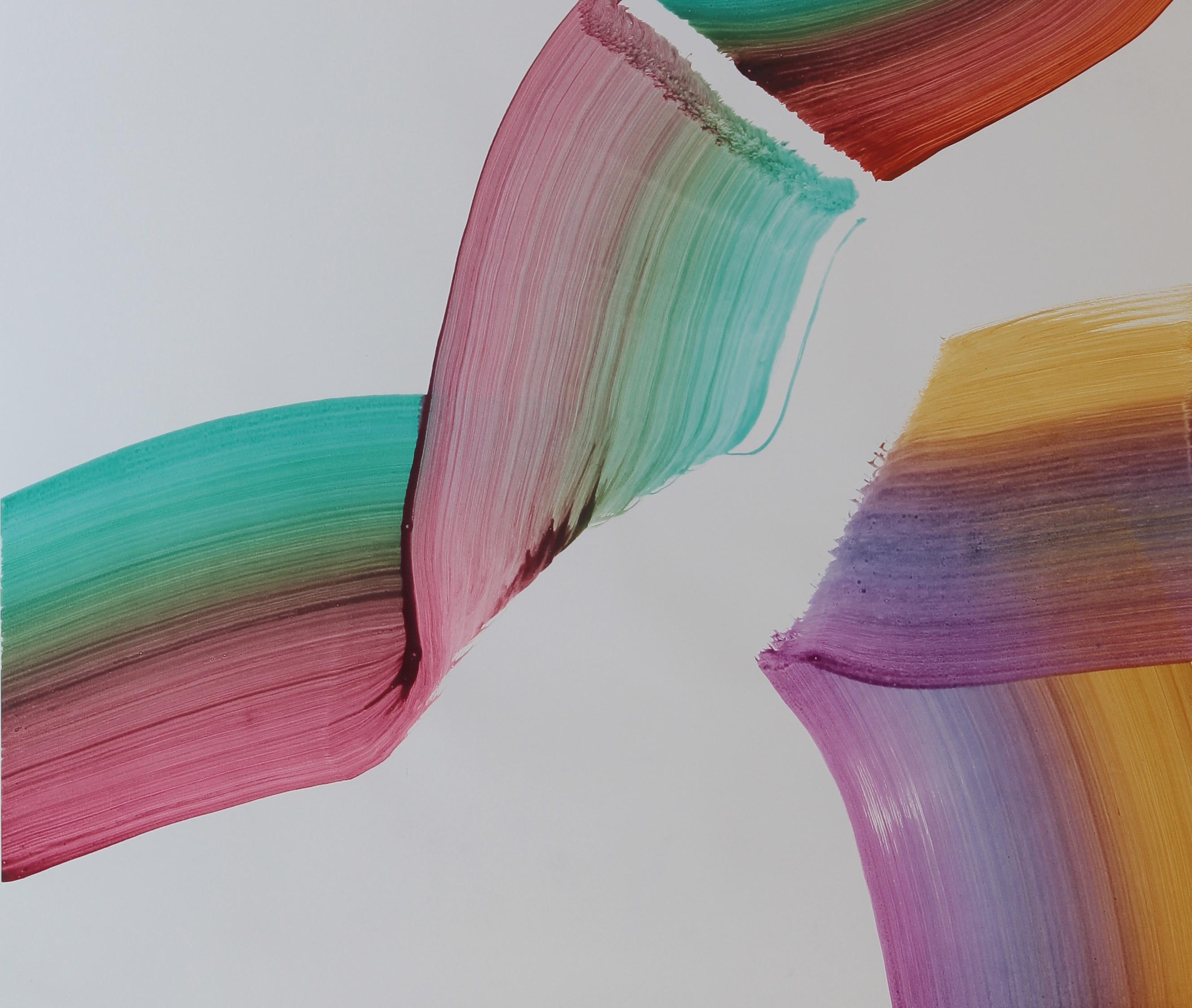 Untitled 5 - Contemporary Abstract Painting, Textile Lightness, Lively Colors im Angebot 4