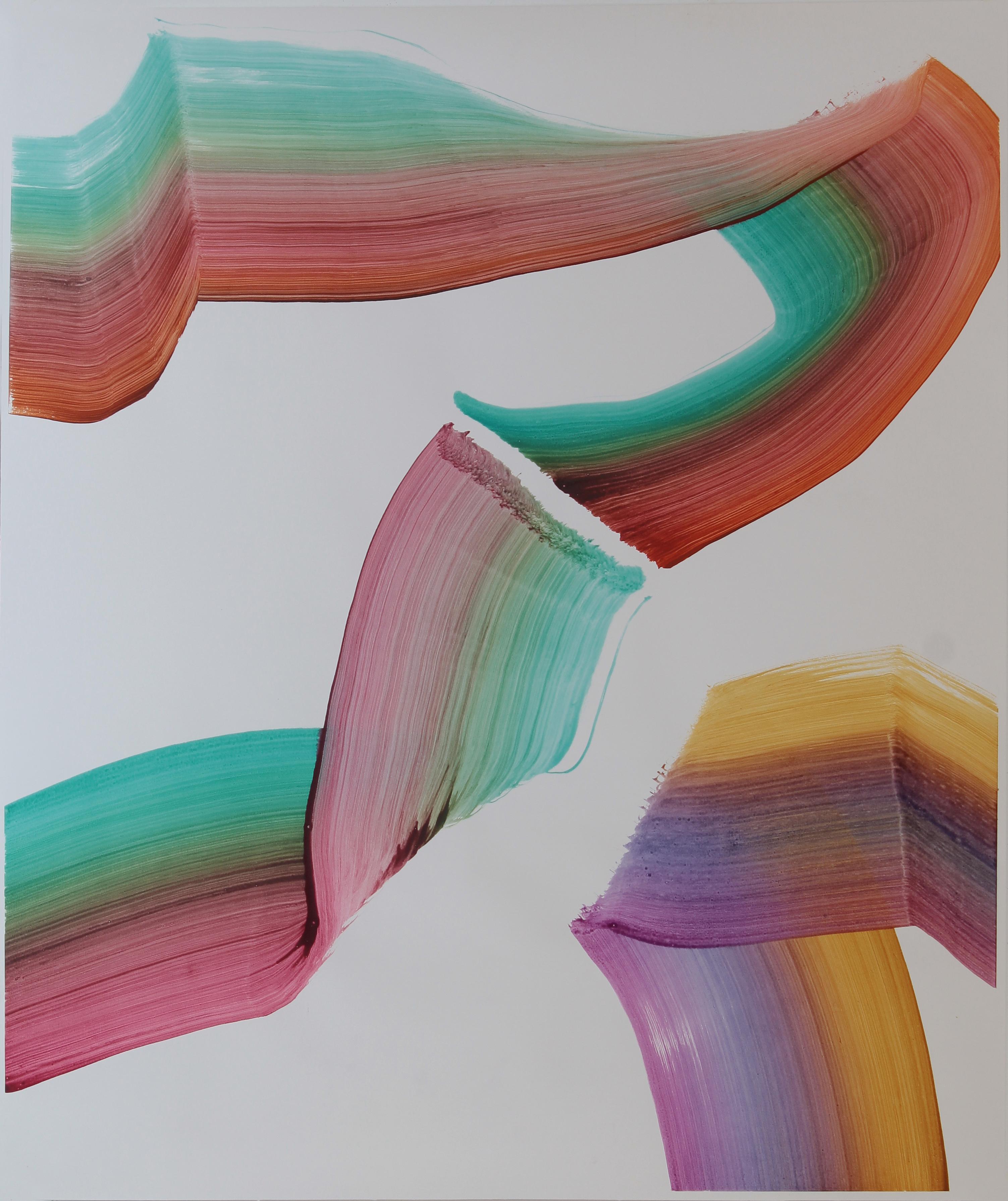 Senza titolo 5 - Pittura astratta contemporanea, leggerezza tessile, colori vivaci