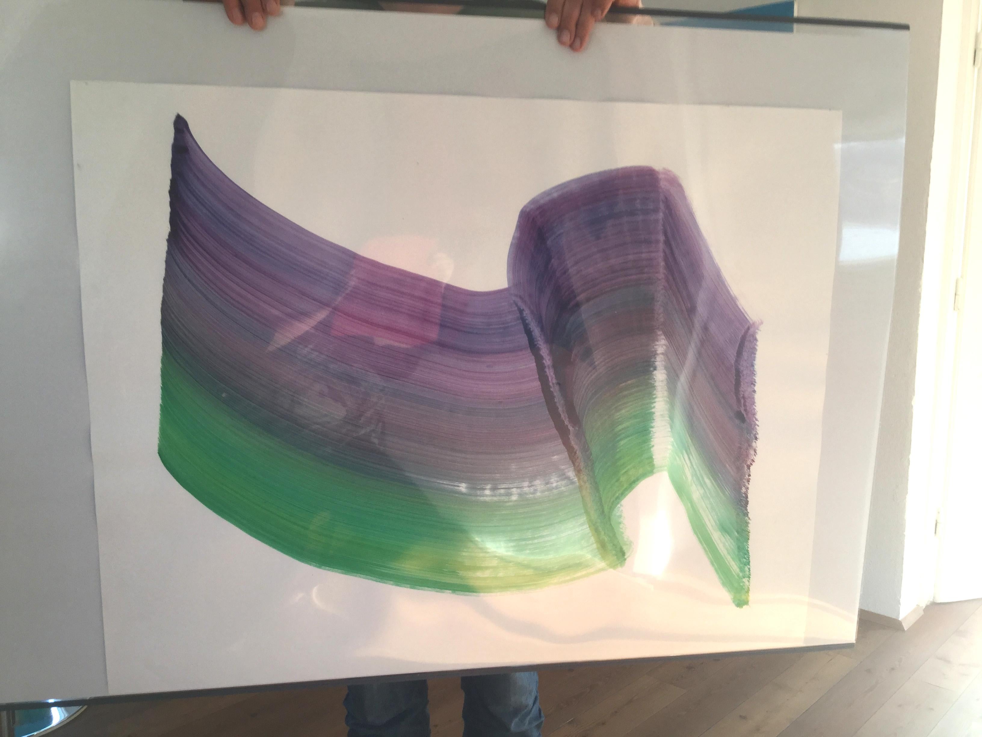 Senza titolo 8 - Pittura astratta contemporanea, leggerezza tessile, colorato - Painting Contemporaneo di Tomasz Prymon