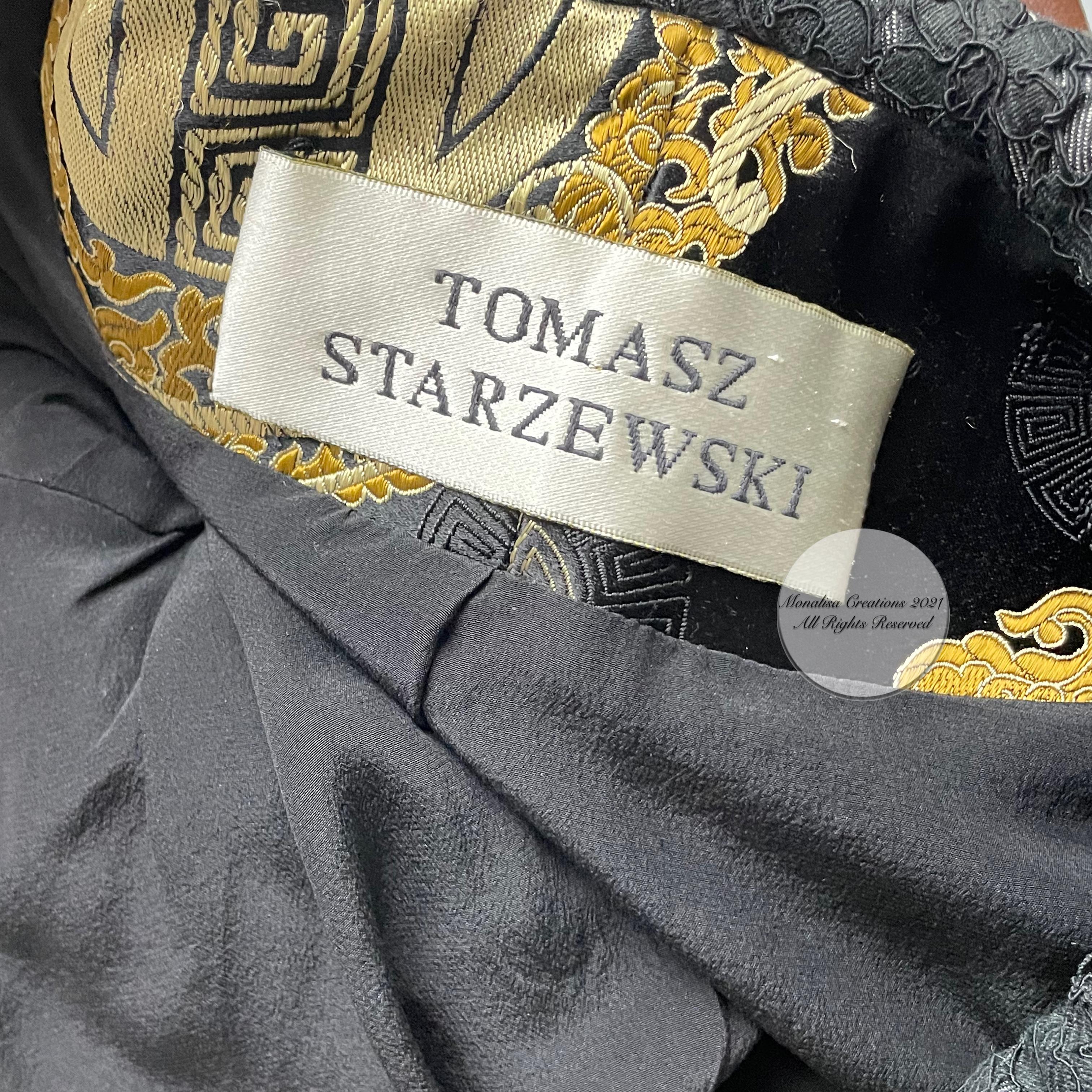 Tomasz Starzewski Cropped Evening Jacket with Embroidery Asian Motif Sz 8 Rare 3