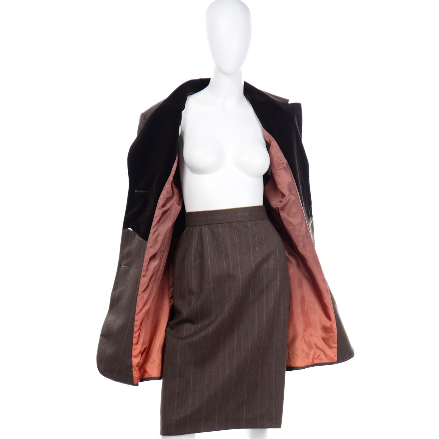 Women's Tomasz Starzewski England Vintage Brown Equestrian Style Skirt Suit