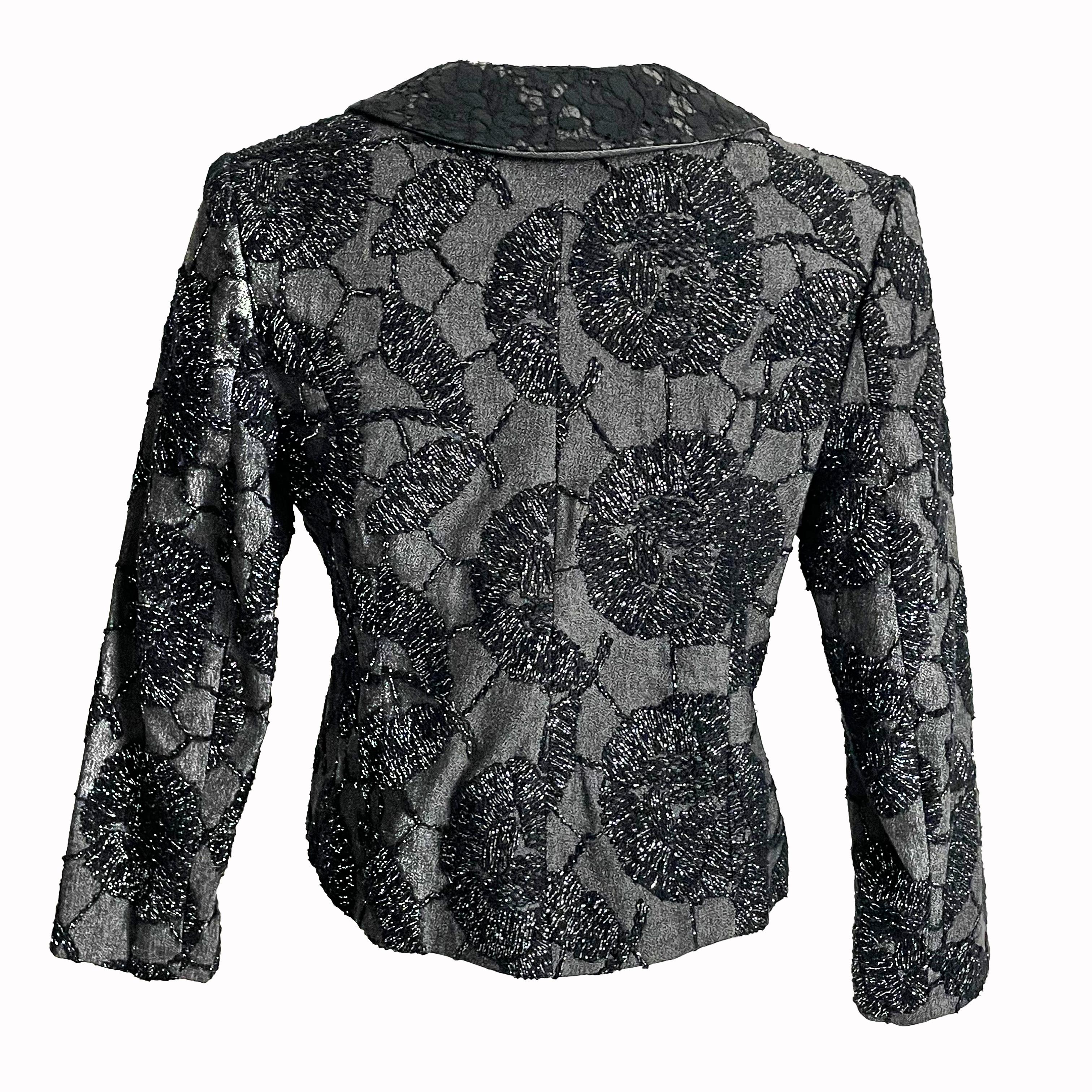 Tomasz Starzewski Evening Jacket Cropped Embroidery Asian Motif Sz 8 Vintage For Sale 3