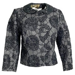 Tomasz Starzewski Evening Jacket Cropped Embroidery Asian Motif Sz 8 Vintage
