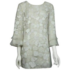 Tomasz Starzewski Ivory Silk Organza Beaded Tunic