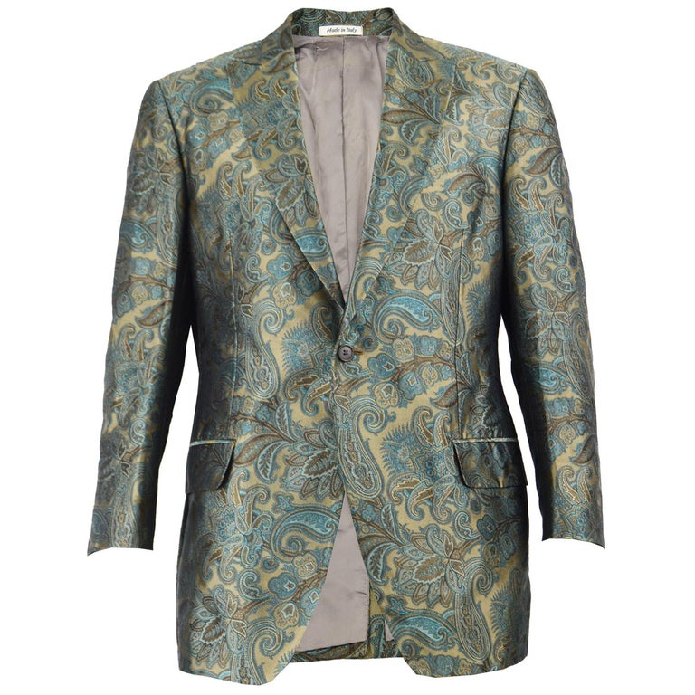 Tomasz Starzewski Men's Pure Silk Paisley Jacquard Vintage Blazer ...