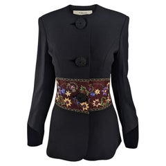 Tomasz Starzewski Vintage 1980s Collarless Jacket Shoulder Padded Black Blazer