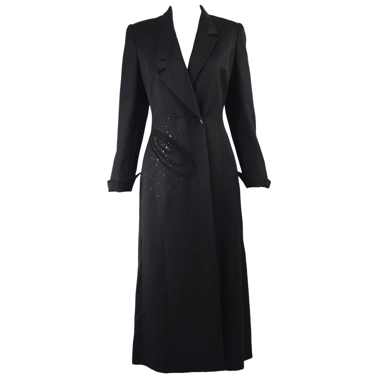 Tomasz Starzewski Vintage Asymmetrical Long Black Wool and Mohair ...