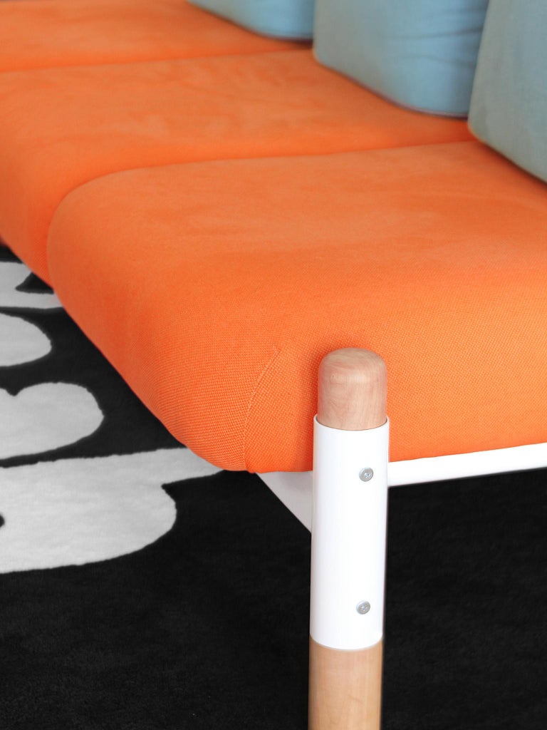 Tomato PK15 ThreeSeat Sofa, Carbon Steel Structure and Wood Legs by