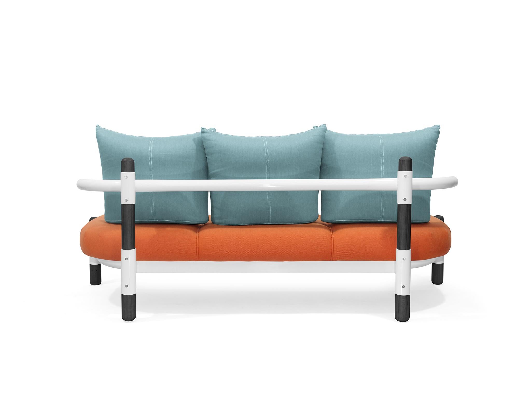 Modern Tomato PK15 Three-Seat Sofa, Steel Structure & Ebonized Legs by Paulo Kobylka For Sale