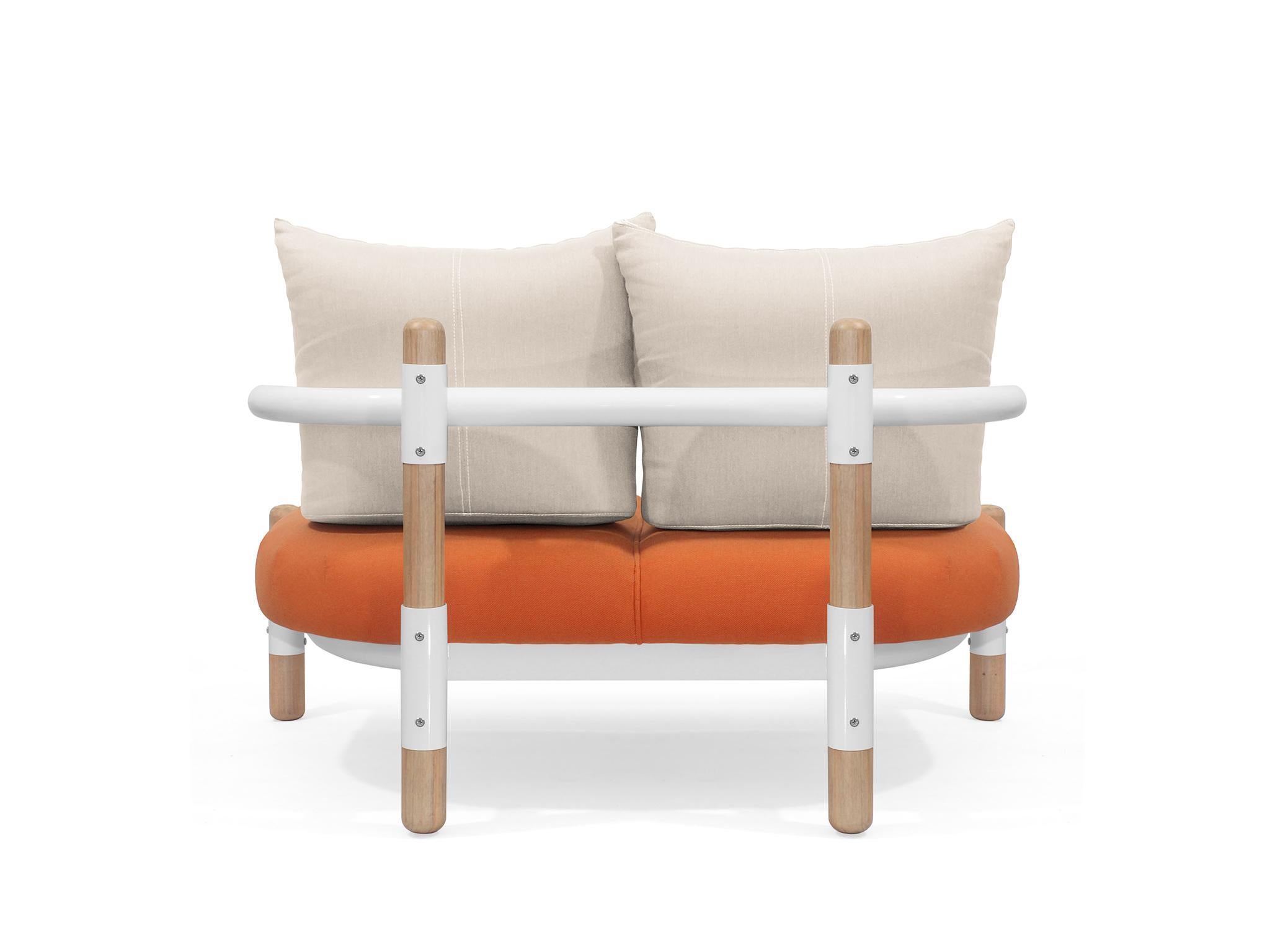 Tomato PK15 Zweisitziges Sofa, Struktur aus Kohlenstoffstahl und Holzbeine von Paulo Kobylka (Moderne) im Angebot
