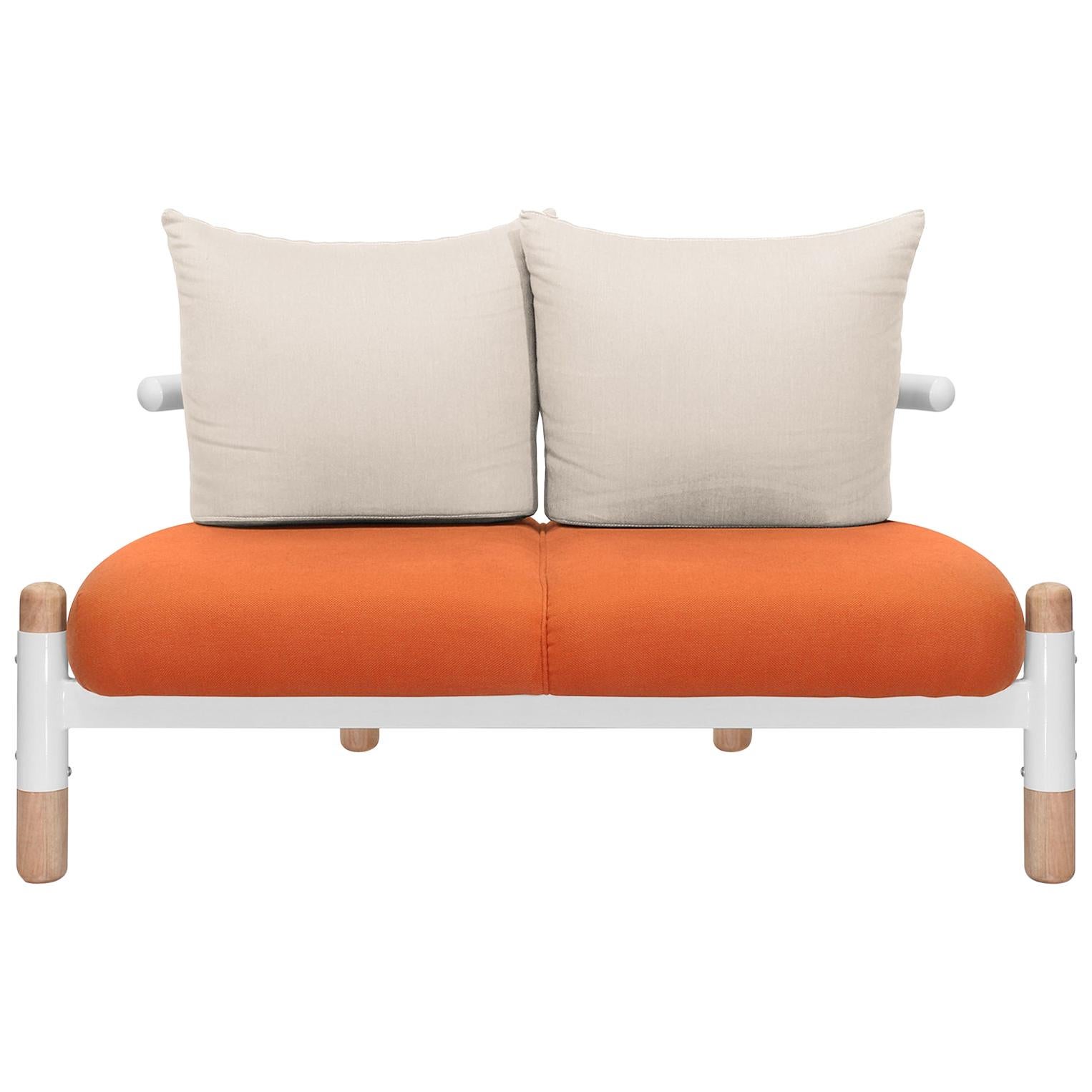 Tomato PK15 Zweisitziges Sofa, Struktur aus Kohlenstoffstahl und Holzbeine von Paulo Kobylka