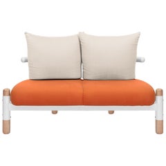 Tomato PK15 Zweisitziges Sofa, Struktur aus Kohlenstoffstahl und Holzbeine von Paulo Kobylka