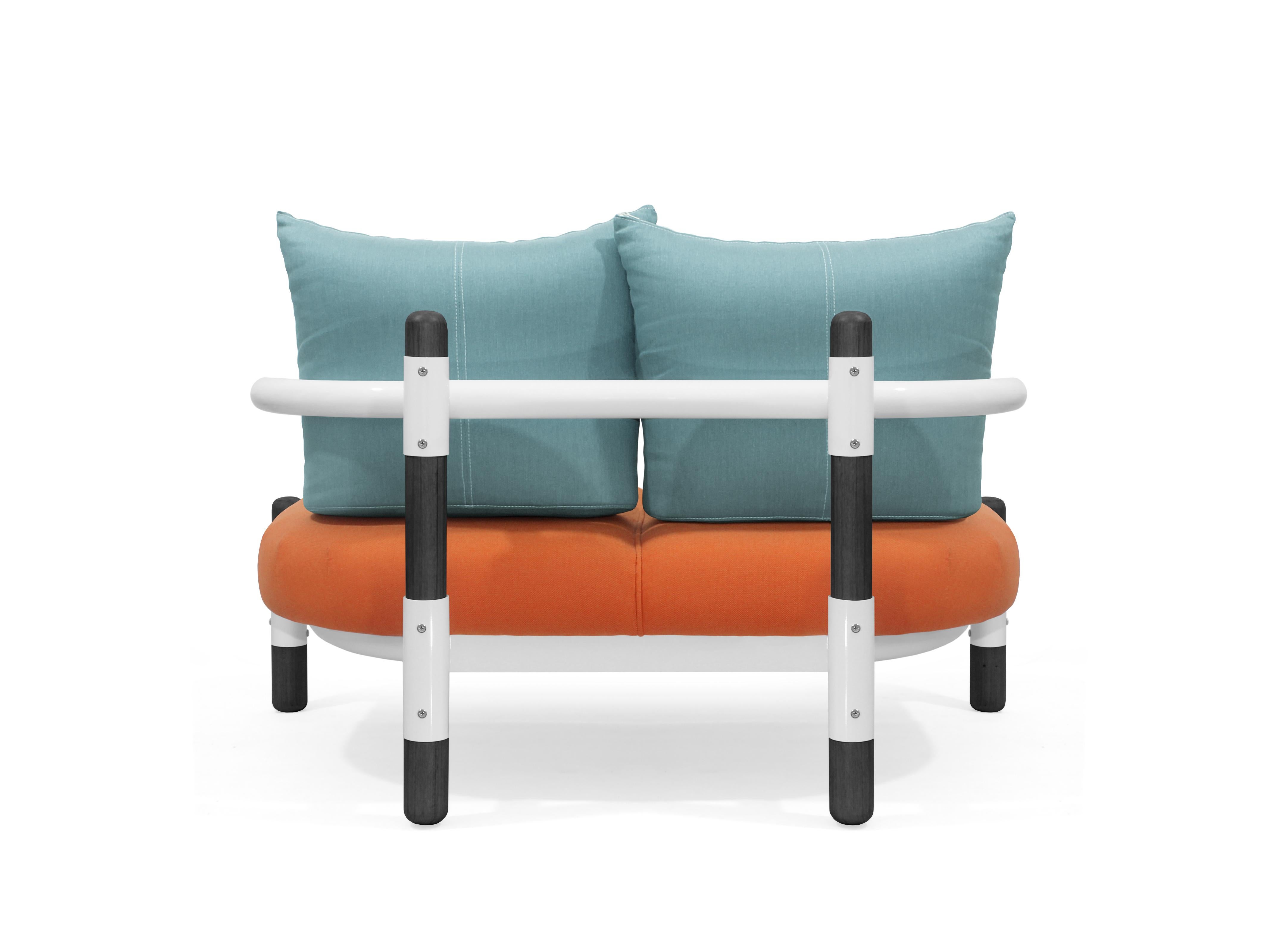 Modern Tomato PK15 Two-Seat Sofa, Steel Structure & Ebonized Wood Legs by Paulo Kobylka For Sale