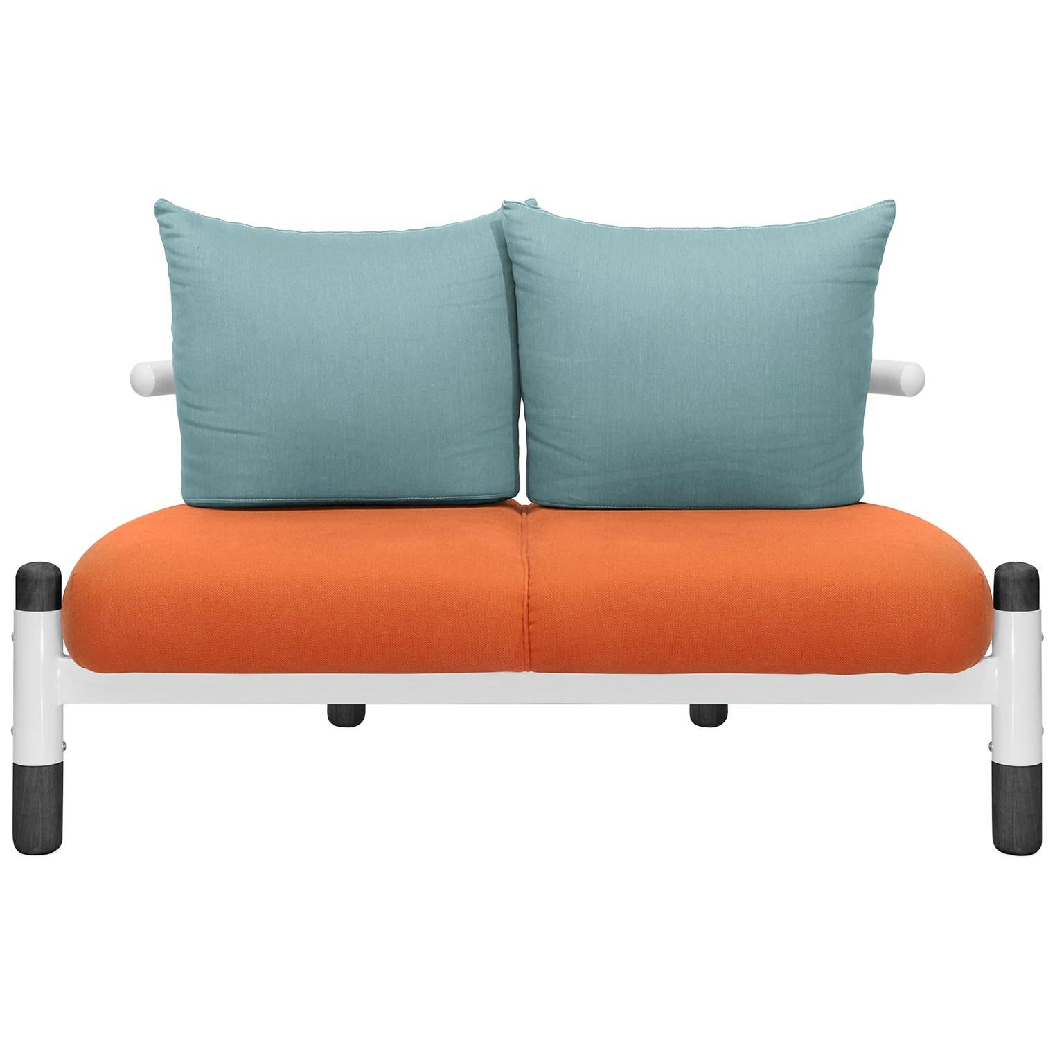 Tomato PK15 Zweisitziges Sofa, Stahlstruktur und ebonisierte Holzbeine von Paulo Kobylka im Angebot