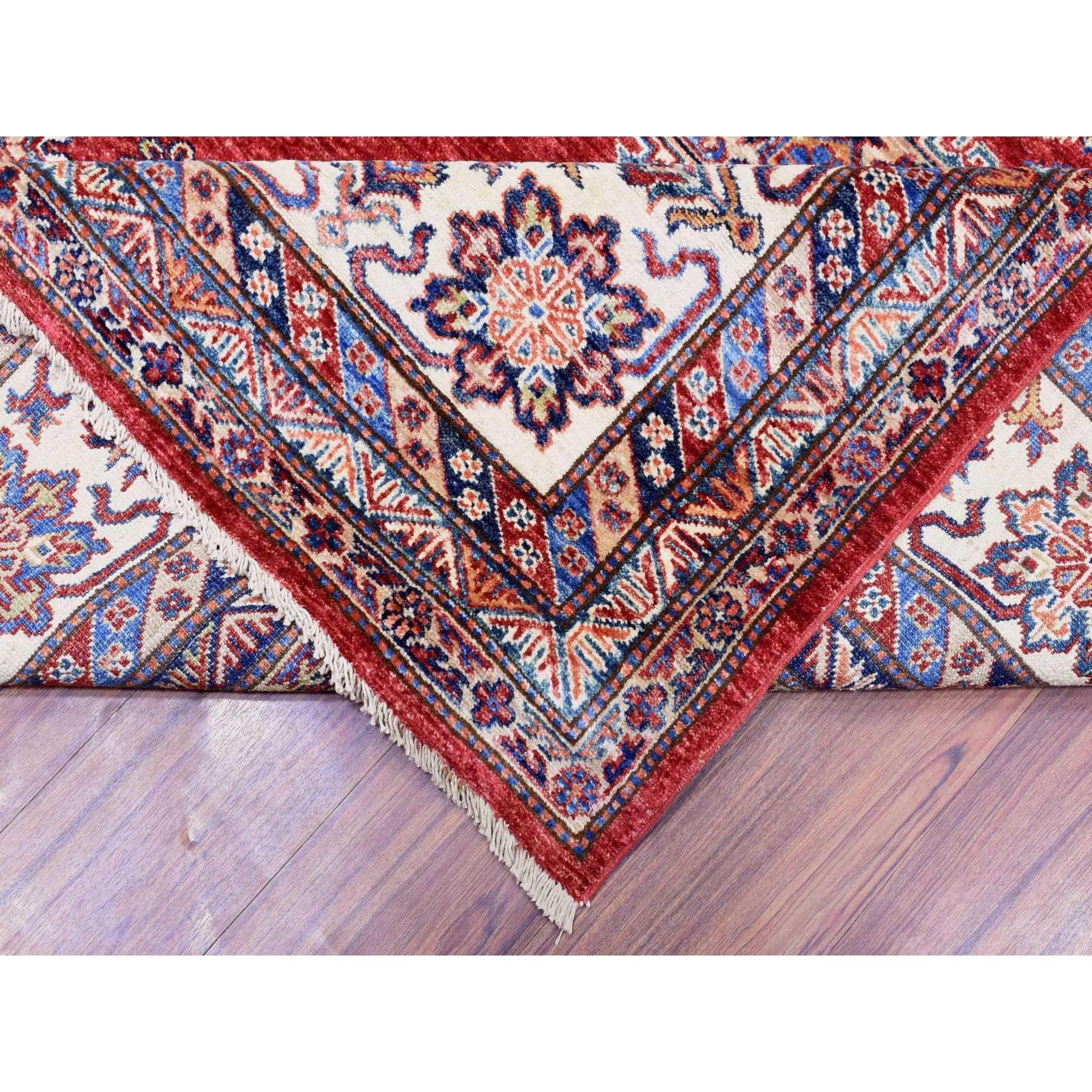 XXIe siècle et contemporain Tapis oriental afghan Super Kazak en pure laine nouée à la main rouge tomate 8'10