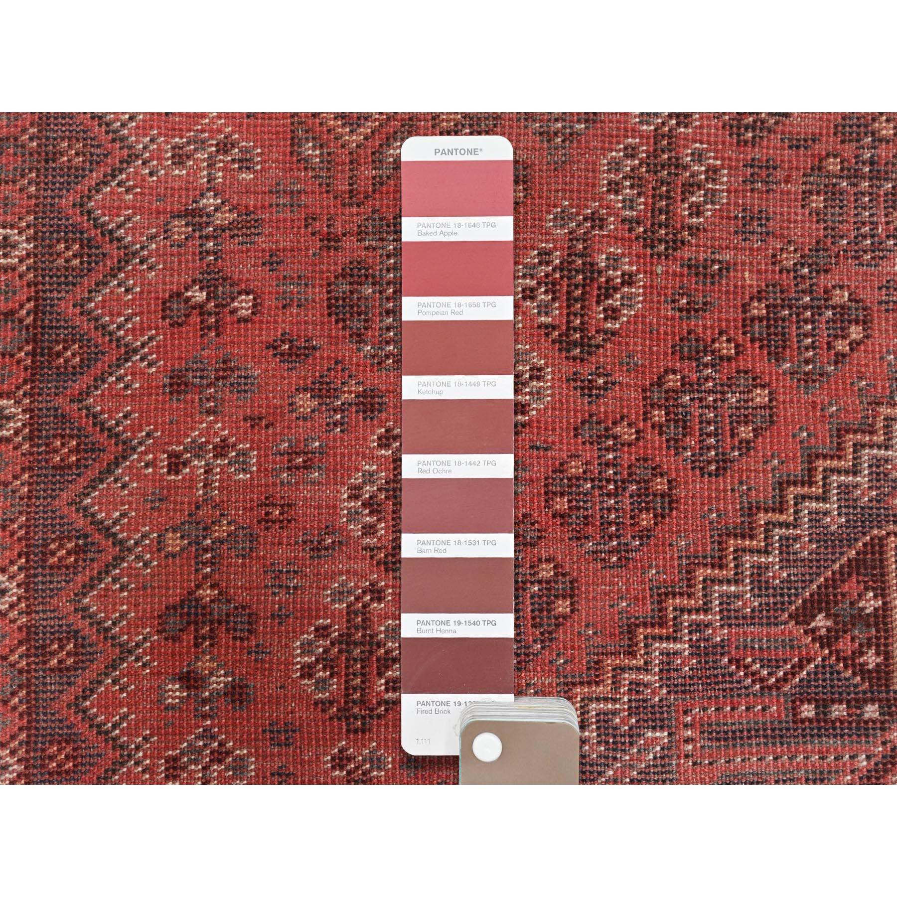 Hand-Knotted Tomato Red, Distressed Look Vintage Persian Shiraz, Hand Knotted Worn Wool Rug For Sale