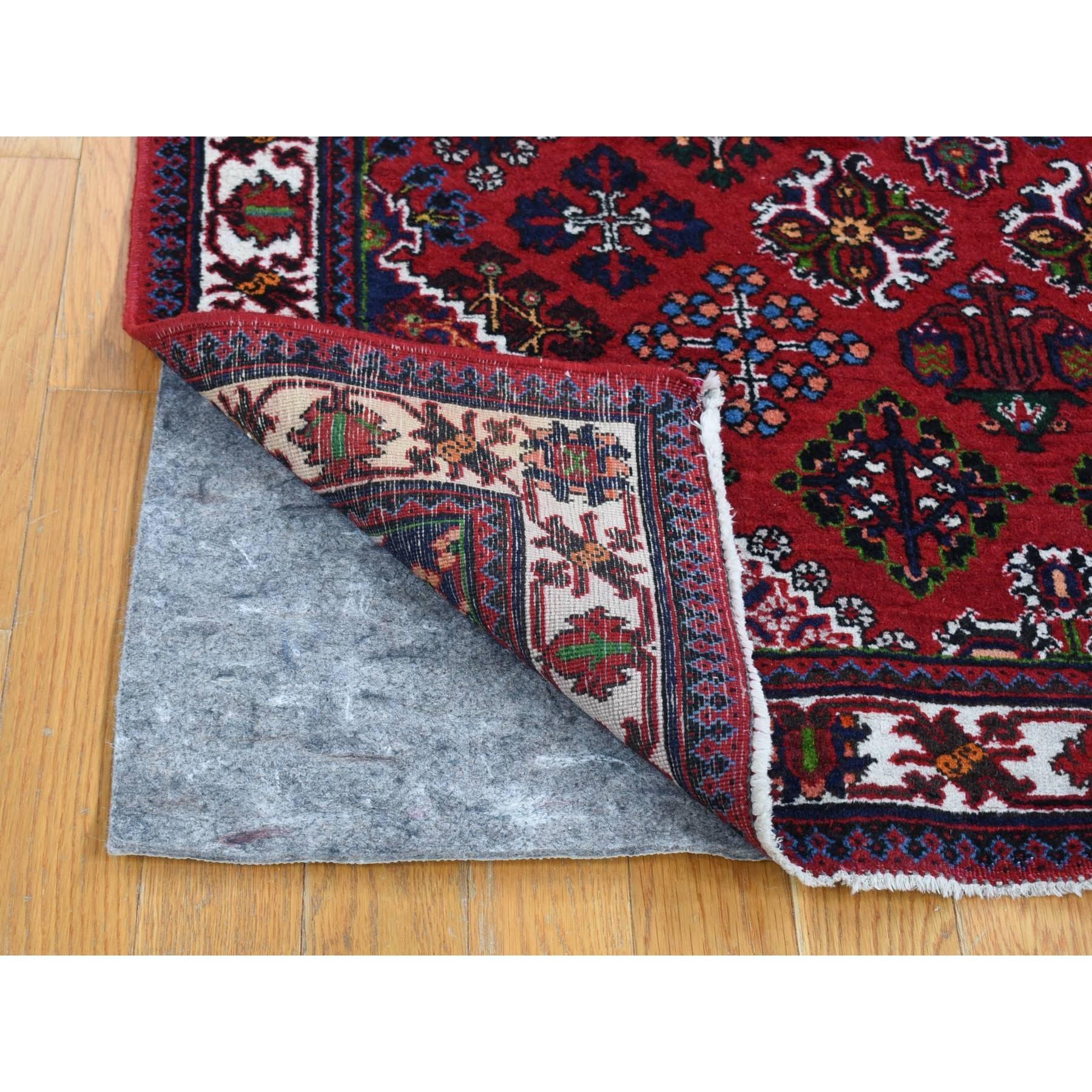 Tomatenroter halb antiker persischer Joshogan Vollflor-Teppich aus reiner Wolle, handgeknüpft (Mittelalterlich) im Angebot