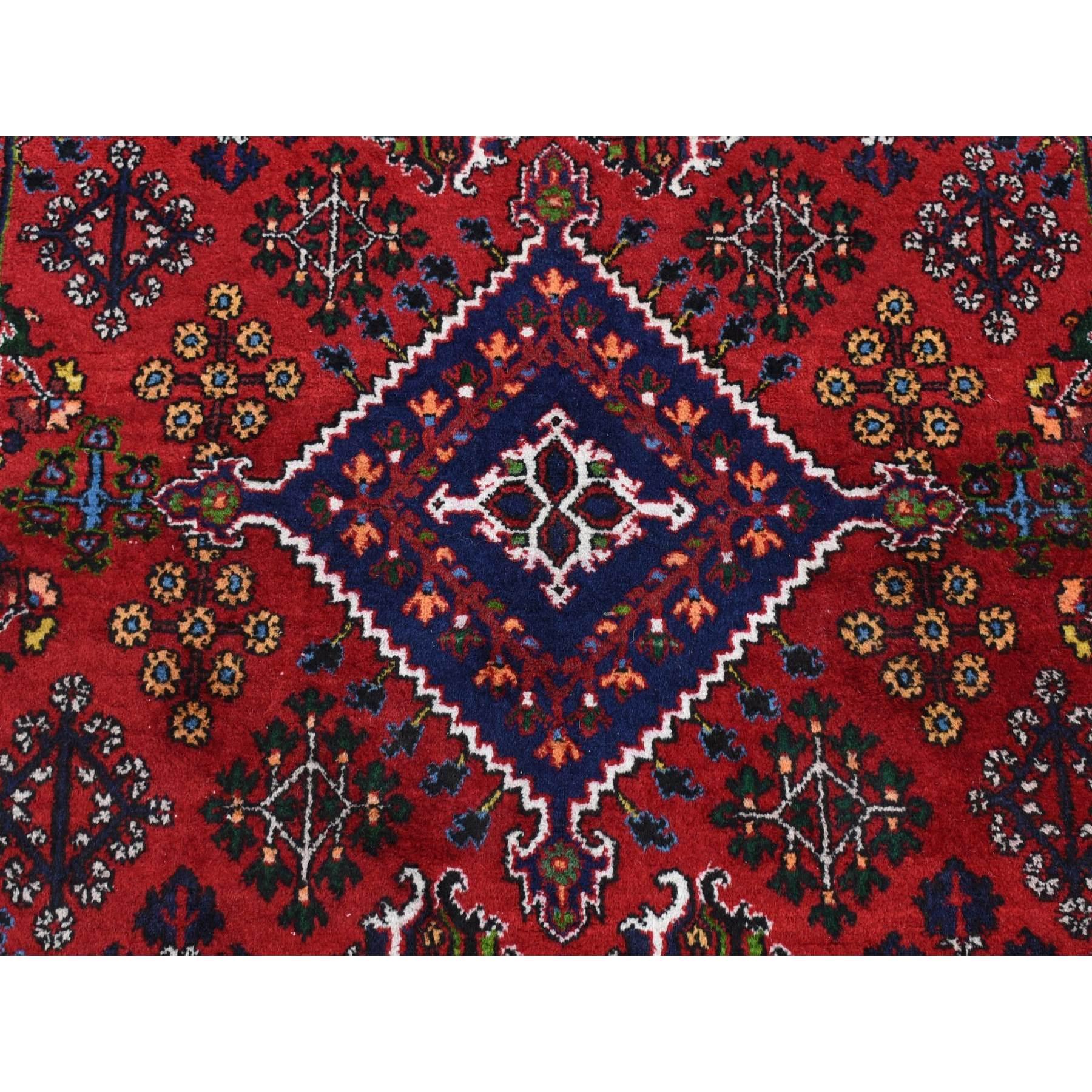 Tomatenroter halb antiker persischer Joshogan Vollflor-Teppich aus reiner Wolle, handgeknüpft (Handgeknüpft) im Angebot