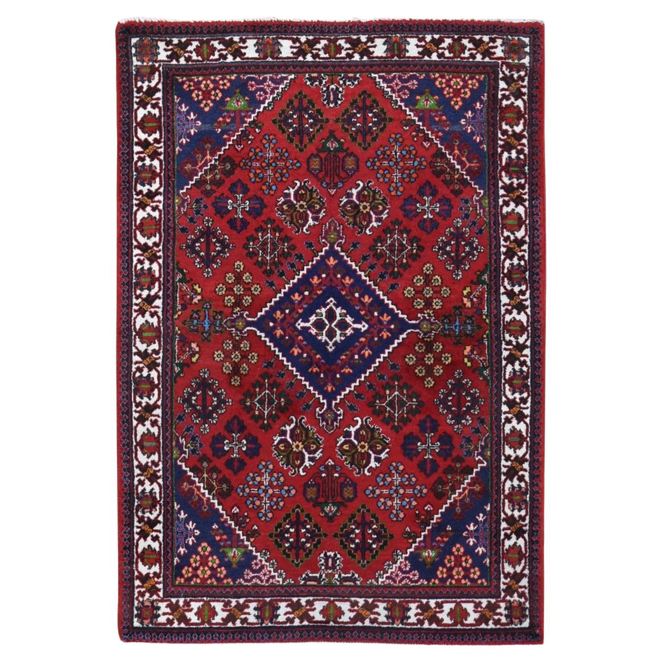 Tomato Red Semi Antique Persian Joshogan Full Pile Hand Knotted Pure Wool Rug