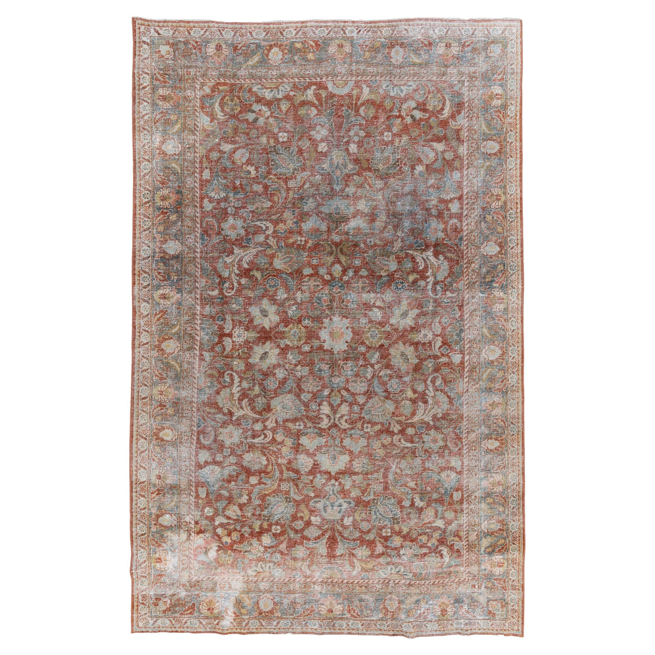 Tomato Red Vintage Oriental Mahal Rug For Sale