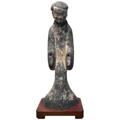 Antique Tomb Lady in Waiting Figurine Han Dynasty