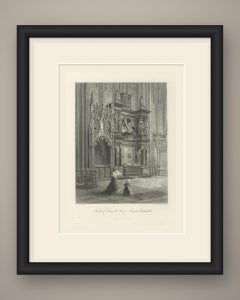 Tomb of Louis de Brézé, Rouen, Antique Steel Engraving after Hodson, circa 1877