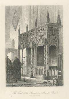 Tomb of the Howards, Arundel, Antique Steel Engraving after S. Read, circa 1876