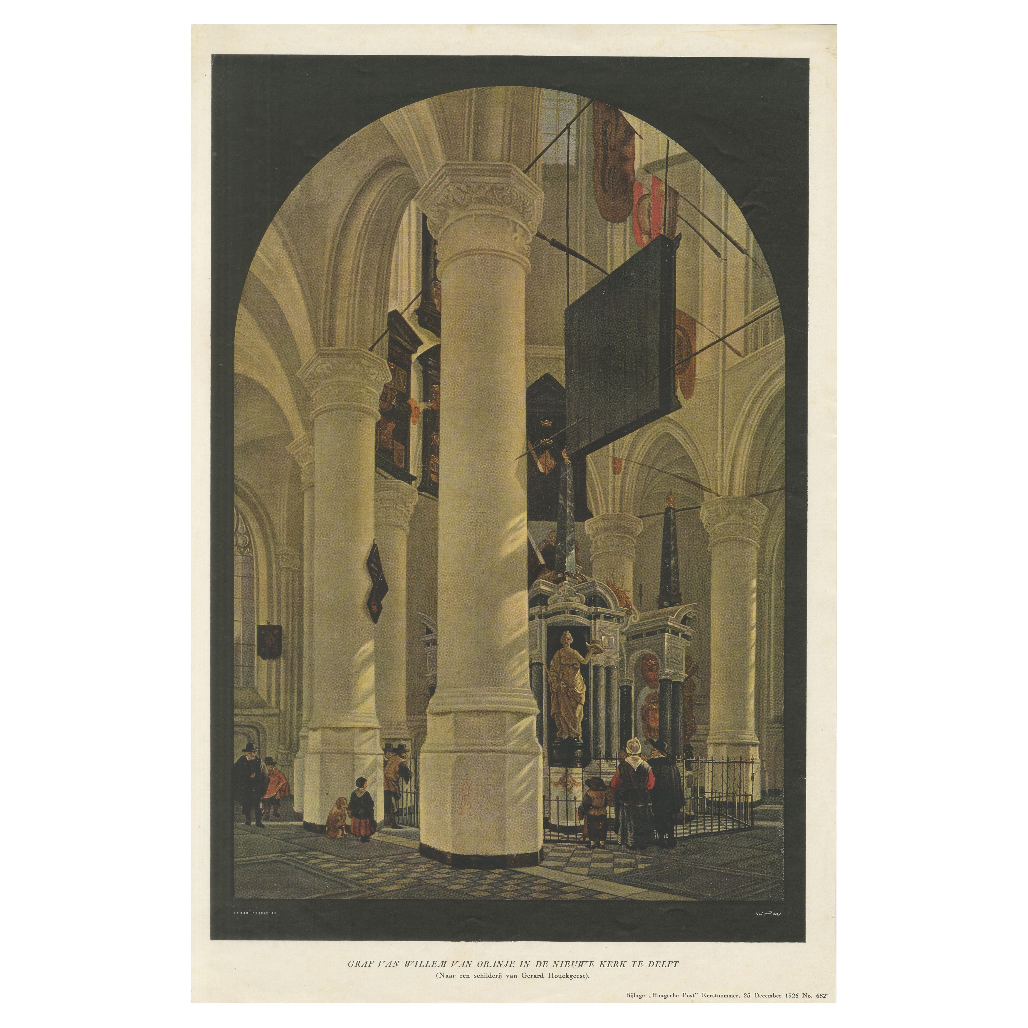 Tumba de Guillermo de Orange en Delft - Según Houckgeest, grabado holandés de 1926 en venta